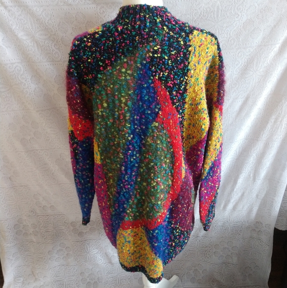 Vintage Hand Knit Funky Chunky V Neck Sweater by Knitting Needle - Picture 3 of 7